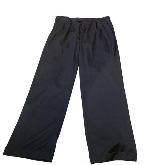 Perry Ellis dress pants Port Folio pleated rolled hem black - set of 2 36" X 34" - Picture 2 of 3